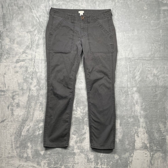 J. Crew Pants - J CREW Womens Gray Stretch Flat Front Straight Leg Utility Pants Pockets Size 4